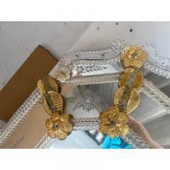  SimoEng Venetian Rectangular Gold Floreal Hand Carving Mirror in Murano Glass Style - 3336331
