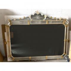  SimoEng Venetian Rectangular Gold Floreal Hand Carving Mirror in Murano Glass Style - 3336336