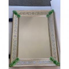  SimoEng Venetian Rectangular Green Floreal Hand Carving Mirror in Murano Glass - 3345769