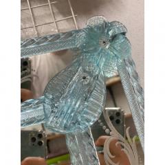  SimoEng Venetian Rectangular Light Blue Floreal Hand Carving Mirror in Murano Glass - 3336300