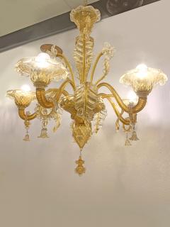  SimoEng Venetian Transparent and Amber Murano Style Glass Chandelier - 2830996