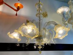  SimoEng Venetian Transparent and Gold Murano Style Glass Chandelier - 2830947