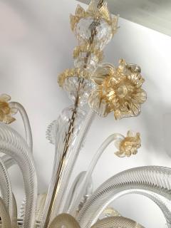  SimoEng Venetian Transparent and Gold Murano Style Glass Chandelier - 2830950