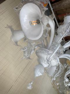  SimoEng Venetian Transparent and Milky White Murano Style Glass Chandelier With Flower - 2830855