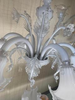  SimoEng Venetian Transparent and Milky White Murano Style Glass Chandelier With Flower - 2830862