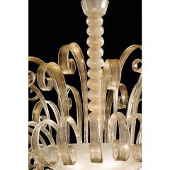  SimoEng Venetian White and Gold Murano Style Glass Chandelier - 4027567