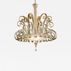  SimoEng Venetian White and Gold Murano Style Glass Chandelier - 4029189