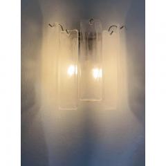  SimoEng Venied White Alabastro Strips Listelli Murano Glass Wall Sconce - 3634457