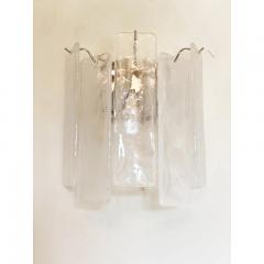  SimoEng Venied White Alabastro Strips Listelli Murano Glass Wall Sconce - 3634460