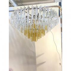 SimoEng Vintage Amber Quadriedro Murano Style Glass Chandelier - 3966740