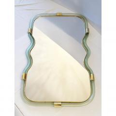  SimoEng Wave Mirror in Green and Gold Torchon Torciglione Murano Style Glass - 4029978