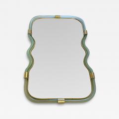  SimoEng Wave Mirror in Green and Gold Torchon Torciglione Murano Style Glass - 4031123