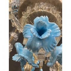  SimoEng ransparent Gold Murano Style Glass Chandelier With Leaves and Turquoise Flowers - 3966691