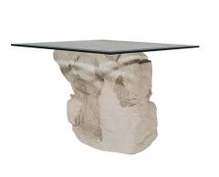  Sirmos Mid Century Modern Plaster Rock and Glass Square Side Table Table by Sirmos - 1749276