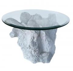  Sirmos Mid Century Organic Modern Plaster Rock and Glass Round Side Table by Sirmos - 3433240