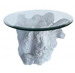  Sirmos Mid Century Organic Modern Plaster Rock and Glass Round Side Table by Sirmos - 3433397