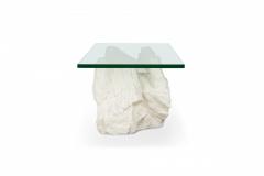  Sirmos Sirmos AmericanWhite Plaster and Glass Faux Bois Stone Coffee Table - 2791791