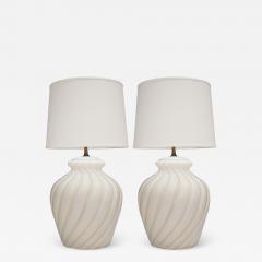  Sirmos Sirmos Pair of Swirl Table Lamps in Ceramic with Brass Hardware 1970s - 2636903