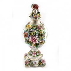  Sitzendorf Porcelain Manufactory 1901 Sitzendorf Porcelain Vase with Parrot Finial Germany - 176559