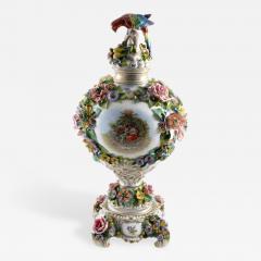  Sitzendorf Porcelain Manufactory 1901 Sitzendorf Porcelain Vase with Parrot Finial Germany - 176961