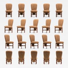 Skovby M belfabrik Set of 20 Danish Modern Tall Back Dining Chairs in New Camel Teddy Bear Fabric - 4523316
