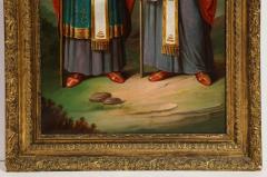  Slavic School 19th Century A Large Oil Painting Saints Cyril and Methodius  - 2681510