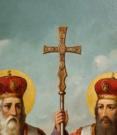  Slavic School 19th Century A Large Oil Painting Saints Cyril and Methodius  - 2681517