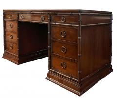  Sligh Lowry Furniture Co Sligh Lowry Faux Bamboo Campaign Desk Gilt Trim Leather Top - 4687241