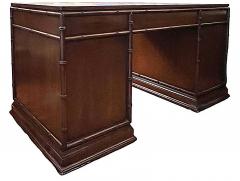  Sligh Lowry Furniture Co Sligh Lowry Faux Bamboo Campaign Desk Gilt Trim Leather Top - 4687242