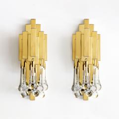  Solaris Pair of French Brass Crystal Sconces by Solaris - 608246