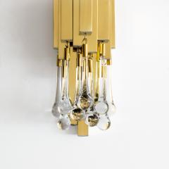  Solaris Pair of French Brass Crystal Sconces by Solaris - 608262