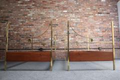  Sormani Pair of Vintage Italian Mahogany and Brass Beds by Carlo de Carli for Sormani - 3312218