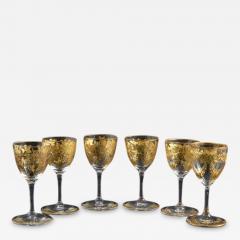  St Louis Crystal 1908 Antique French Saint Louis Crystal Gilded Liquor Cordial Glasses - 143730