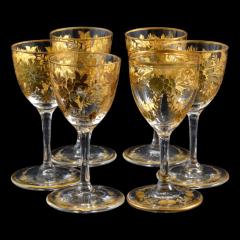  St Louis Crystal 1908 Antique French Saint Louis Crystal Gilded Liquor Cordial Glasses - 143734