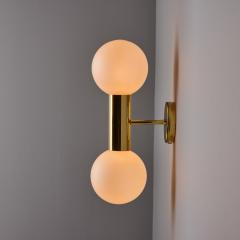  Staff Leuchten Pair of 1970s Motoko Ishii Opaline Glass Double Sconces for Staff Leuchten - 4281469