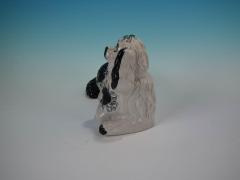  Staffordshire Large Staffordshire Recumbent Black and White Spaniel - 1747827