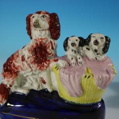  Staffordshire Pair Staffordshire Spaniel and Pups in Wash Baskets - 3211906