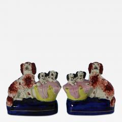  Staffordshire Pair Staffordshire Spaniel and Pups in Wash Baskets - 3214614