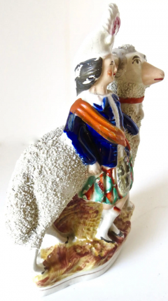  Staffordshire Staffordshire Figurine Young Highland Boy Standing by a Sheep circa 1860 - 3008433