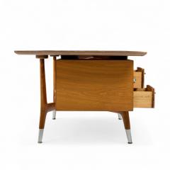  Standard Furniture Standard Furniture Company Mid Century Walnut Brass and Cane Bowtie Desk - 4385502