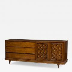  Stanley Furniture Stanley Furniture Modern Walnut Geometric Carved Front Sideboard Credenza - 4307260