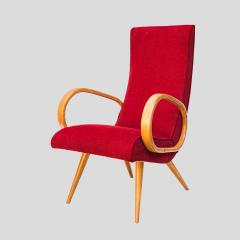  Stella Durera Pair of French 1950s Red upholstered armchairs by Stella Durera - 4150309