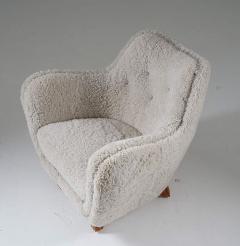  Sten Wic ns M belfabrik Sheepskin Modern Lounge chairs by Sten Wic ns M belfabrik 1950s Sweden - 3102628