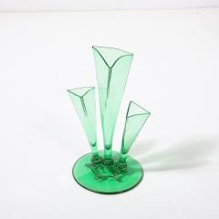  Steuben Glass Art Deco Three Prong Vase Shape 6873 in Pomona Green Glass by Steuben - 4403387
