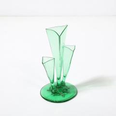  Steuben Glass Art Deco Three Prong Vase Shape 6873 in Pomona Green Glass by Steuben - 4403388