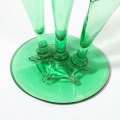  Steuben Glass Art Deco Three Prong Vase Shape 6873 in Pomona Green Glass by Steuben - 4403389