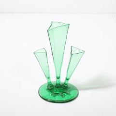 Steuben Glass Art Deco Three Prong Vase Shape 6873 in Pomona Green Glass by Steuben - 4403392