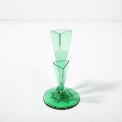  Steuben Glass Art Deco Three Prong Vase Shape 6873 in Pomona Green Glass by Steuben - 4403393