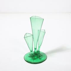  Steuben Glass Art Deco Three Prong Vase Shape 6873 in Pomona Green Glass by Steuben - 4403395