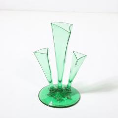  Steuben Glass Art Deco Three Prong Vase Shape 6873 in Pomona Green Glass by Steuben - 4403401